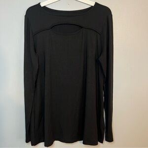 Soft Surroundings Women's Keyhole Chest Long Sleeve Black Shirt Sz M Essential